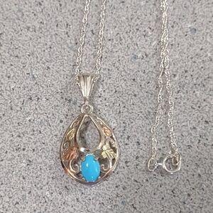 Final price!*Turquoise+Sterling w/12KGold Leaves